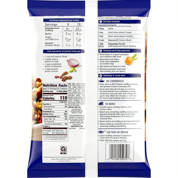 Pepperidge Farm Stuffing Mix Herb Seasoned 12 Ounce Pack-5