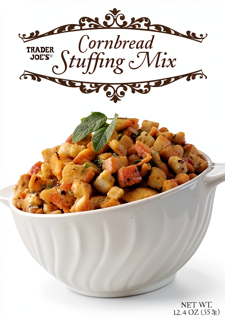 Installing Packaged Stuffing Side Dish Grocery Food 24.8 Ounce on a kitchen counter