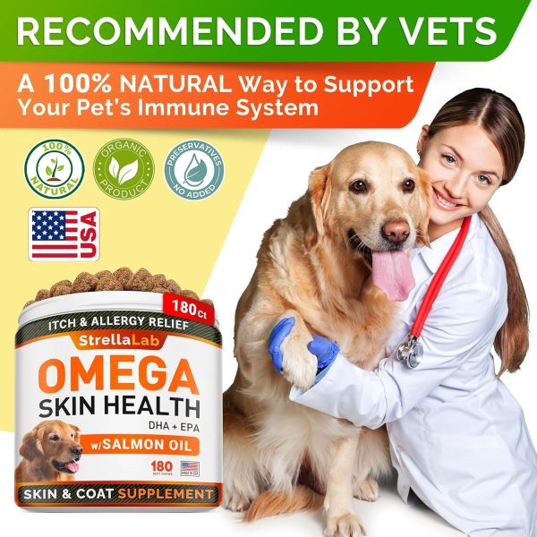 STRELLALAB Salmon Oil Omega 3 Dog Chews Skin Coat-4