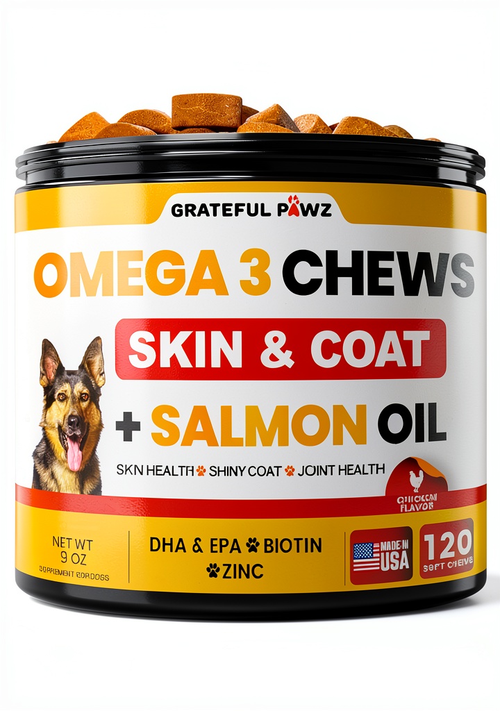 Grateful Pawz dog chews package showing chicken flavor varieties