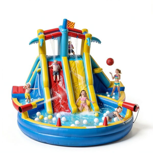 GYMMALL Inflatable Water Slide 8-in-1 Family Fun-5