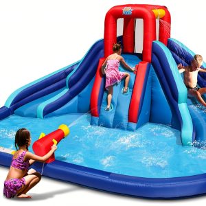Action Air Inflatable Water Slide Castle 2 Slides Climbing Wall 43lb-0