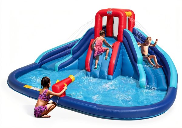 Action Air Inflatable Water Slide Castle 2 Slides Climbing Wall 43lb-2