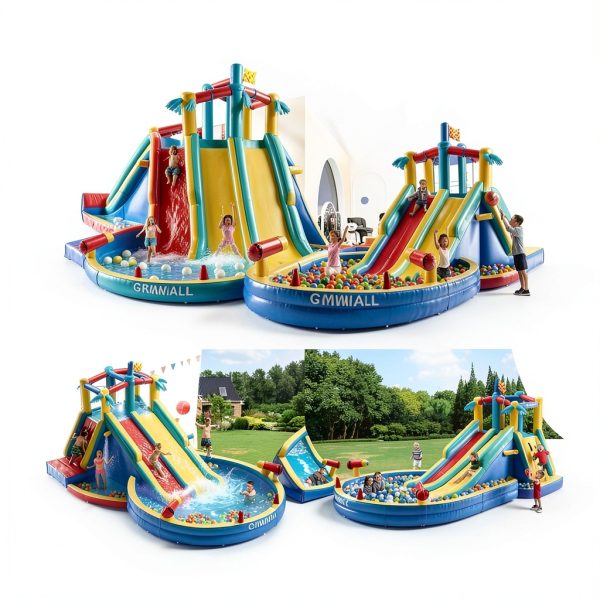 GYMMALL Inflatable Water Slide 8-in-1 Family Fun-6