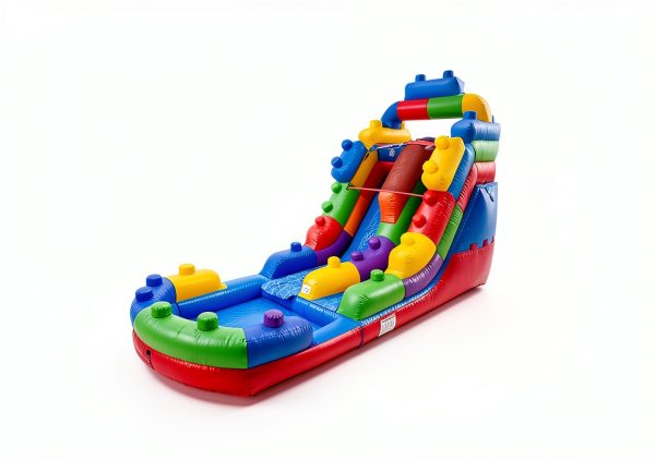 HeroKiddo Block Party Water Slide PVC Built-in Drain Safe Design-4