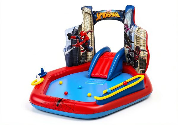 Bestway Spider-Man Inflatable Pool with Slide 6'11" x 6'9" for Kids-0