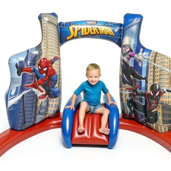 Bestway Spider-Man Inflatable Pool with Slide 6'11" x 6'9" for Kids-4