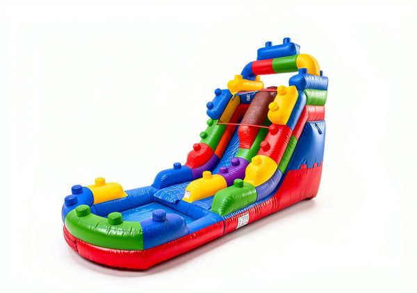 HeroKiddo Block Party Water Slide PVC Built-in Drain Safe Design-5