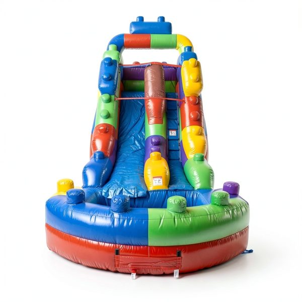 HeroKiddo Block Party Water Slide PVC Built-in Drain Safe Design-1