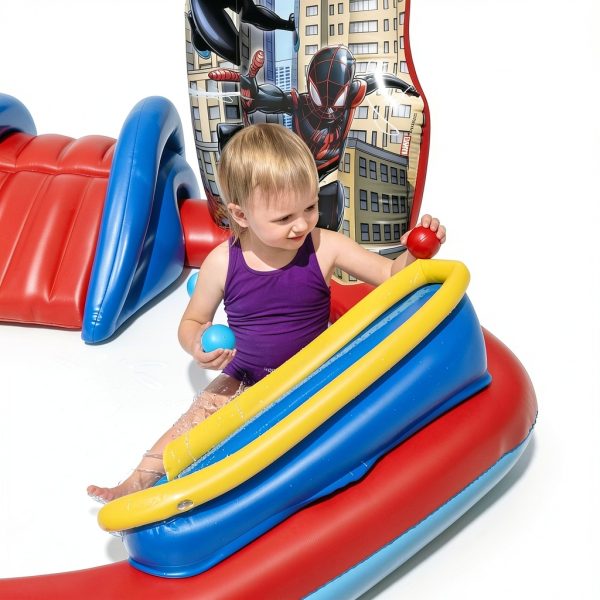 Bestway Spider-Man Inflatable Pool with Slide 6'11" x 6'9" for Kids-2