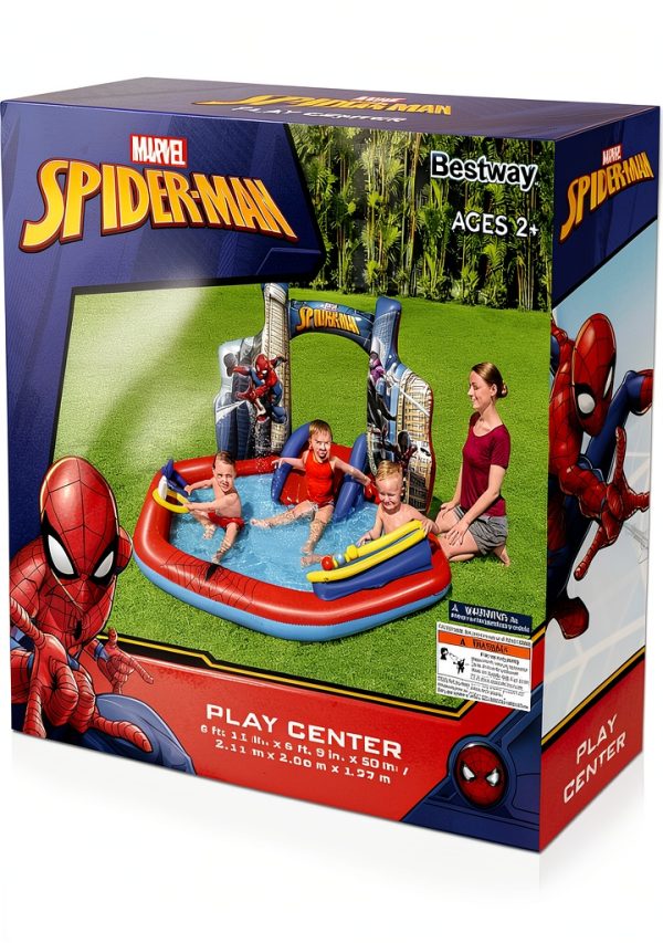 Bestway Spider-Man Inflatable Pool with Slide 6'11" x 6'9" for Kids-7